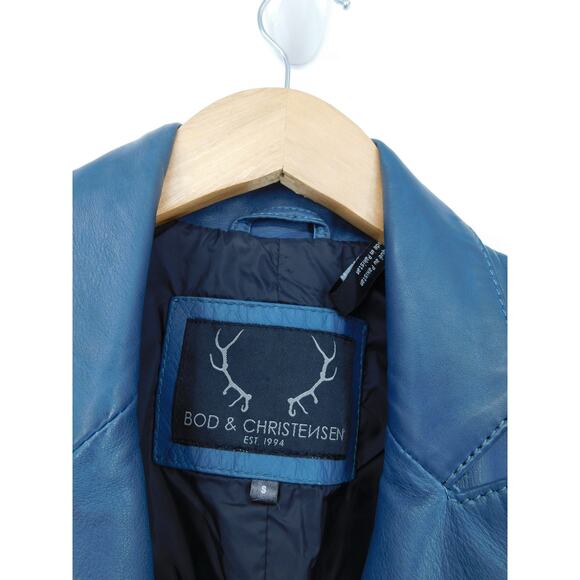 Bod & Christensen Women's Smooth 100% Single Button Leather Blazer Jacket Size S - Picture 3 of 5